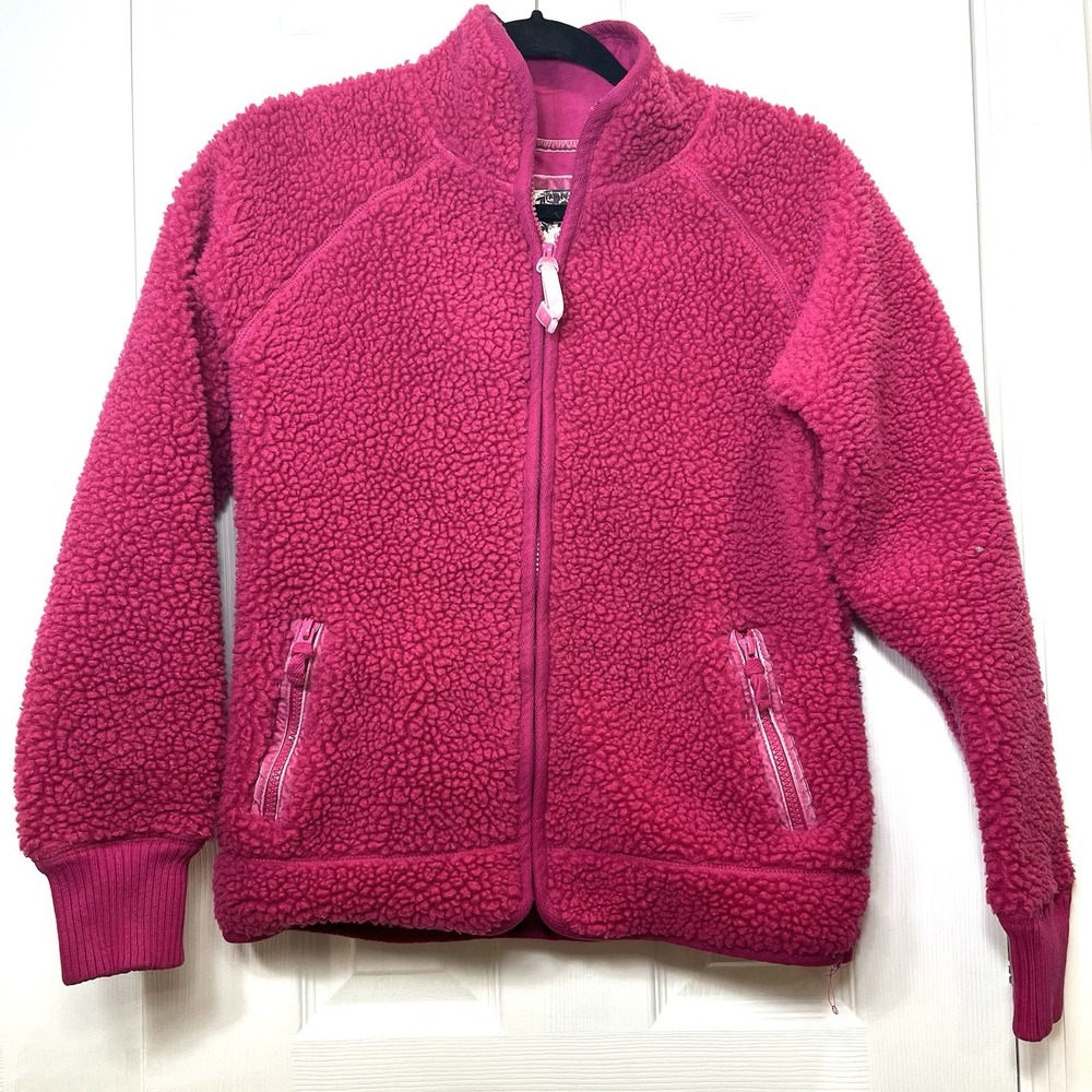 OLD NAVY Women's Size Small Fuchsia Pink Sherpa Full Zip Jacket Pockets 2007
